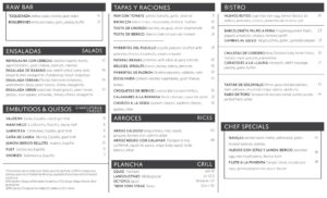 Barceloneta Dinner Menu