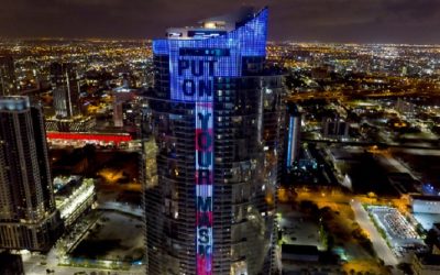 Gloria Estefan Debuts “Put on Your Mask” at Paramount Miami Worldcenter Curfew Tower Lighting